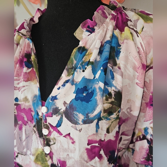 NWT Cynthia Rowley Ruffle Sleeve Blouse Plus Size 2X - Picture 2 of 9